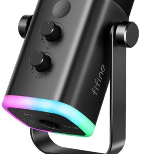 FIFINE AM8 – Microfone Dinâmico USB/XLR para Podcast, Streaming e Jogos com RGB